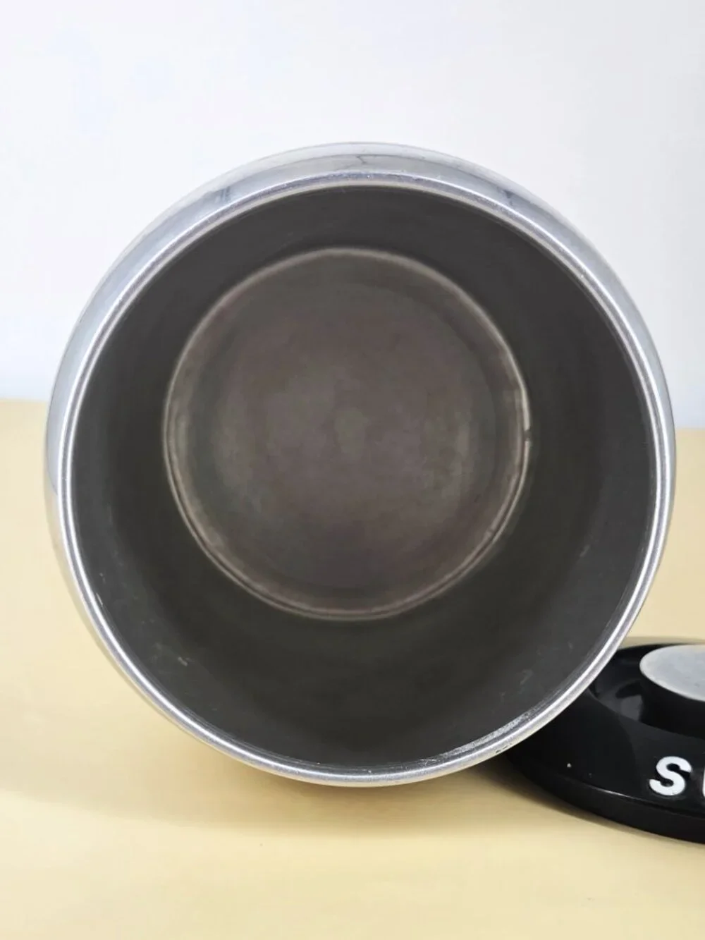 1950s Kromex Spun Aluminum Kitchen Sugar Cannister Black Lid Nice Condition 7